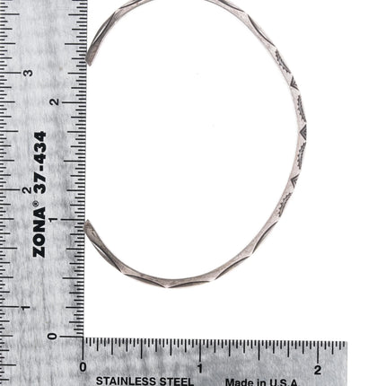 6.5" vintage Navajo heavily stamped carinated silver cuff bracelet - Estate Fresh Austin