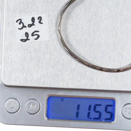 6.5" vintage Navajo heavily stamped carinated silver cuff bracelet - Estate Fresh Austin