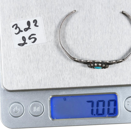 5" 30's-40's Fred Harvey silver and turquoise childs cuff bracelet - Estate Fresh Austin