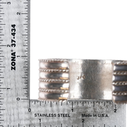 6.12" Jessica Chavez Zuni sterling turquoise inlay 4 row cuff bracelet - Estate Fresh Austin