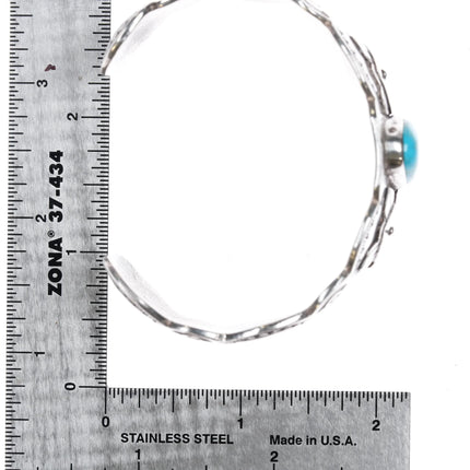 7" M Guerro Navajo silver and turquoise heavy cuff bracelet - Estate Fresh Austin