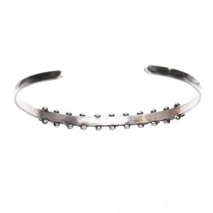 6" 30's-40's Zuni Silver Dot dot Dash turquoise row cuff bracelet - Estate Fresh Austin