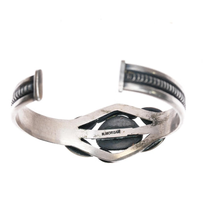 6.25" Harry Morgan Navajo silver Bisbee turquoise cuff bracelet - Estate Fresh Austin