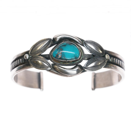 6.25" Harry Morgan Navajo silver Bisbee turquoise cuff bracelet - Estate Fresh Austin