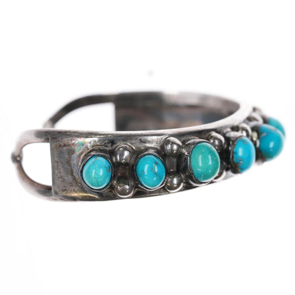 6.25" Vintage Native American silver bulbous turquoise row cuff bracelet - Estate Fresh Austin