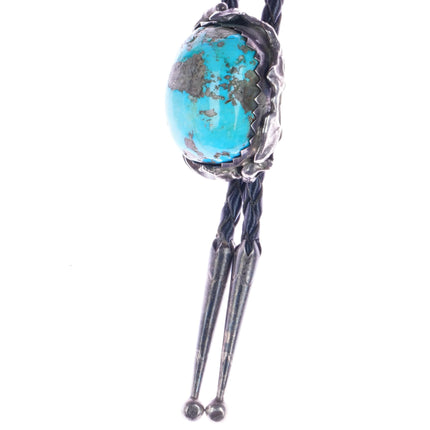 c1960 c-31 Navajo Brutalist sterling turquoise nugget bolo tie - Estate Fresh Austin
