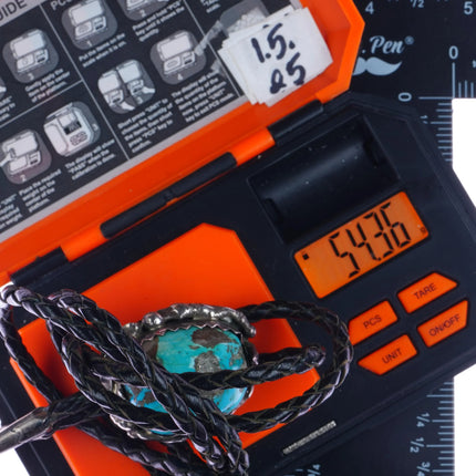 c1960 c-31 Navajo Brutalist sterling turquoise nugget bolo tie - Estate Fresh Austin