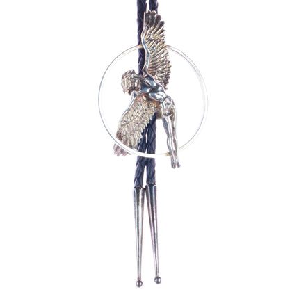 Vintage Sterling silver Icarus flying into the sun Greek Mythology bolo tie - Estate Fresh Austin