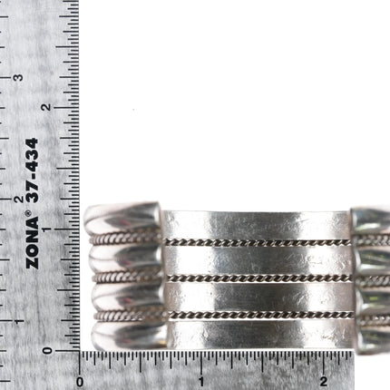 6.5" Tahe Sterling 4 row Navajo cuff bracelet with twisted wire dividers - Estate Fresh Austin