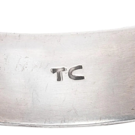 6.12" c1970's TC Navajo silver/turquoise modernist cuff bracelet - Estate Fresh Austin