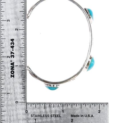 6.12" c1970's TC Navajo silver/turquoise modernist cuff bracelet - Estate Fresh Austin