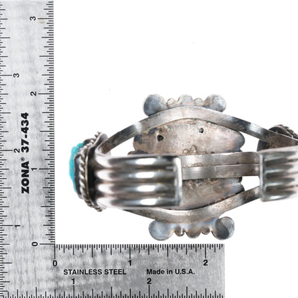 6.625" 60's-70's Navajo sterling Botryoidal turquoise cuff bracelet - Estate Fresh Austin