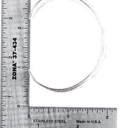 6.625" 1970's E.L. Navajo Sterling chip inlay Virginia cuff bracelet - Estate Fresh Austin