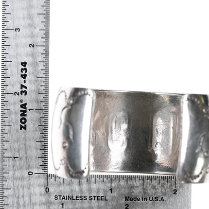 6.625" 1970's E.L. Navajo Sterling chip inlay Virginia cuff bracelet - Estate Fresh Austin