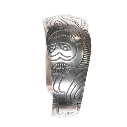 7" Vintage Northwest coast style Sterling silver cuff bracelet - Estate Fresh Austin