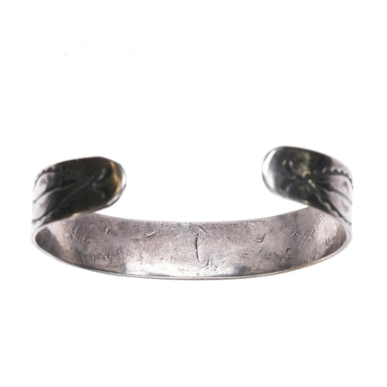 6.75" 30's-40's Navajo silver Fred Harvey dog and arrows cuff bracelet - Estate Fresh Austin
