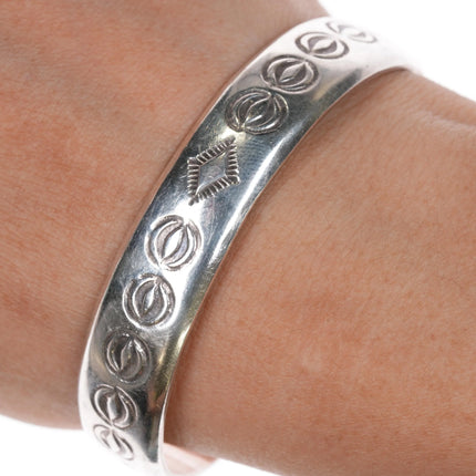 6.375" NS Navajo silver stamped cuff bracelet - Estate Fresh Austin