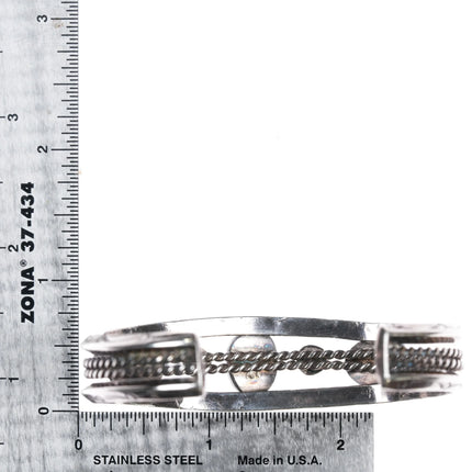 7" c1940's Navajo 3 stone turquoise silver cuff bracelet - Estate Fresh Austin