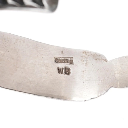 6.75" Wilbert Benally Navajo silver spiderweb turquoise single stone cuff bracelet - Estate Fresh Austin