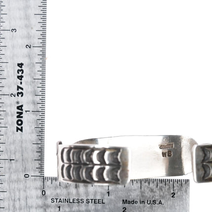 6.75" Wilbert Benally Navajo silver spiderweb turquoise single stone cuff bracelet - Estate Fresh Austin