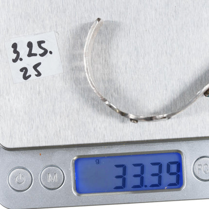 6.75" Wilbert Benally Navajo silver spiderweb turquoise single stone cuff bracelet - Estate Fresh Austin