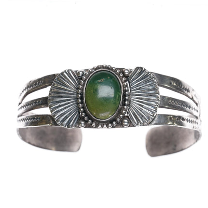 6.75" 1940's Navajo Cerrillos Turquoise silver cuff bracelet - Estate Fresh Austin