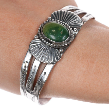 6.75" 1940's Navajo Cerrillos Turquoise silver cuff bracelet - Estate Fresh Austin