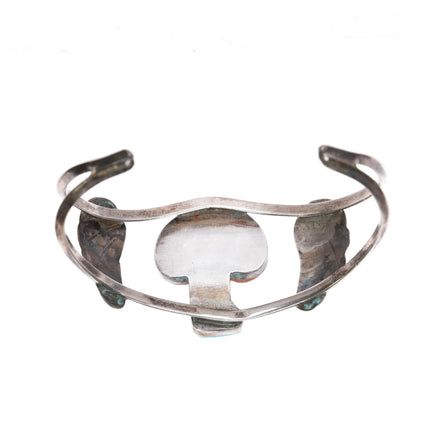6.25" Zuni sterling mushroom inlay cuff bracelet - Estate Fresh Austin