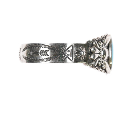6.375" Bell Trading Post sterling and turquoise cuff bracelet arrows - Estate Fresh Austin