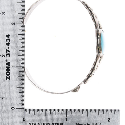 6.375" Bell Trading Post sterling and turquoise cuff bracelet arrows - Estate Fresh Austin