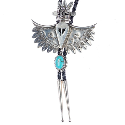 Nelson Morgan Navajo sterling and turquoise kachina bolo tie - Estate Fresh Austin