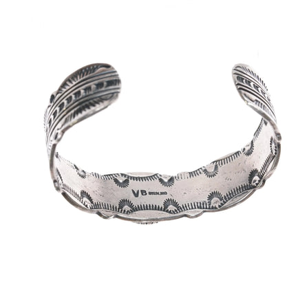 6.5" Virgil Begay Navajo silver spiderweb Damele Variscite cuff bracelet - Estate Fresh Austin