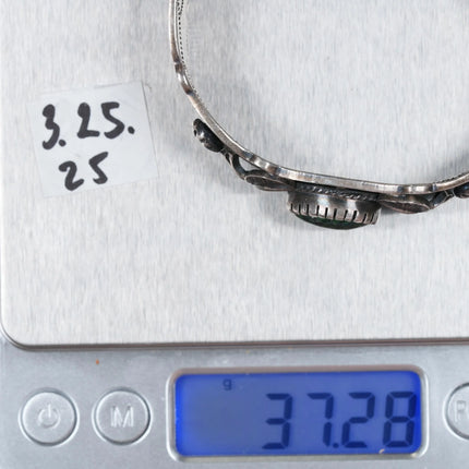 6.5" Virgil Begay Navajo silver spiderweb Damele Variscite cuff bracelet - Estate Fresh Austin