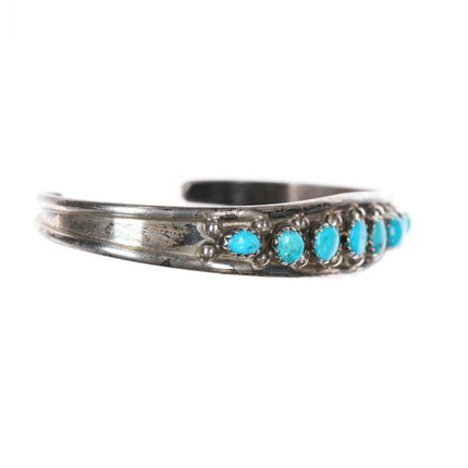 6.5" Slim EC sterling and turquoise row cuff bracelet - Estate Fresh Austin