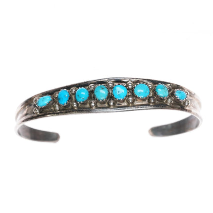 6.5" Slim EC sterling and turquoise row cuff bracelet - Estate Fresh Austin