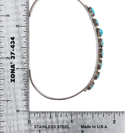 6.5" Slim EC sterling and turquoise row cuff bracelet - Estate Fresh Austin