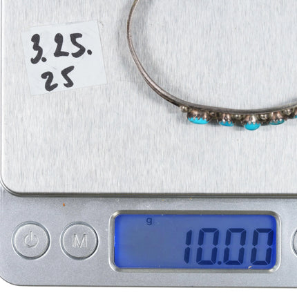 6.5" Slim EC sterling and turquoise row cuff bracelet - Estate Fresh Austin