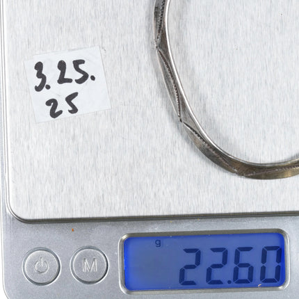 6.375" Vintage TG Navajo Carinated ingot silver cuff bracelet - Estate Fresh Austin