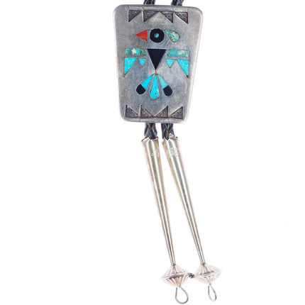 c1960 c-31 Zuni inlay sterling bolo tie with thunderbird - Estate Fresh Austin
