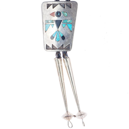 c1960 c-31 Zuni inlay sterling bolo tie with thunderbird - Estate Fresh Austin