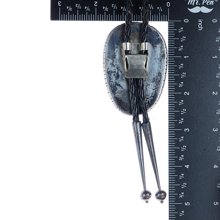 1986 Huge 130ct Bisbee Turquoise sterling silver bolo tie - Estate Fresh Austin