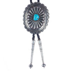 1930's Navajo Concho- c1960 c-31 Sterling/turquoise hand stamped silver bolo tie - Estate Fresh Austin
