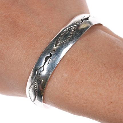 6" Vintage Navajo overlay cuff bracelet sterling silver d - Estate Fresh Austin