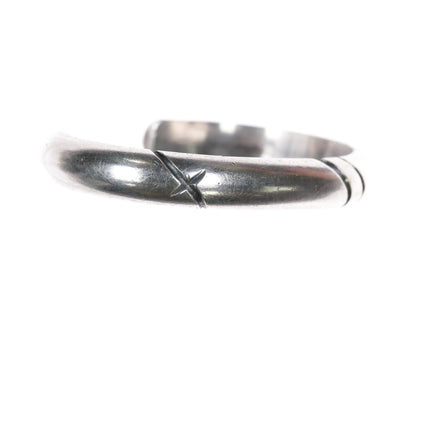 6" Vintage Navajo chiseled silver cuff bracelet - Estate Fresh Austin