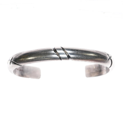 6" Vintage Navajo chiseled silver cuff bracelet - Estate Fresh Austin
