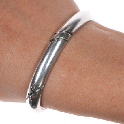 6" Vintage Navajo chiseled silver cuff bracelet - Estate Fresh Austin