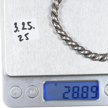 6" Vintage Navajo silver thick twisted wire cuff bracelet - Estate Fresh Austin