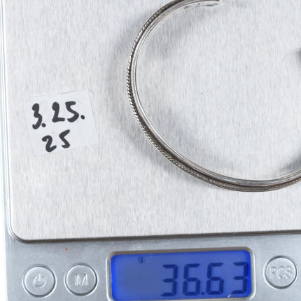 6.625" Tahe Navajo silver twisted wire border cuff bracelet - Estate Fresh Austin