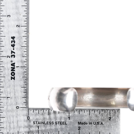 6.375" Navajo silver convex cuff bracelet with hand stampings - Estate Fresh Austin