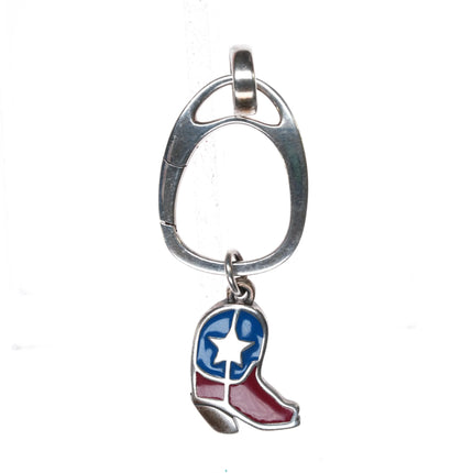 Retired James Avery Enamel Boot w/ Mauritius charm holder sterling silver - Estate Fresh Austin